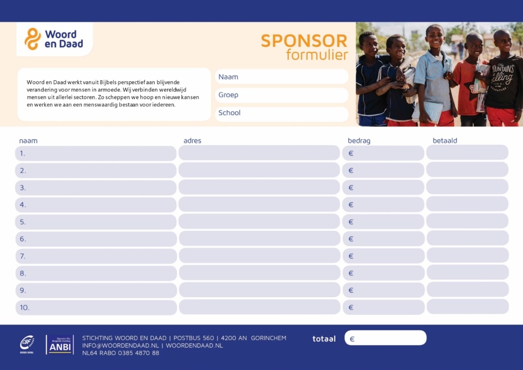 Voorkant sponsorlijst